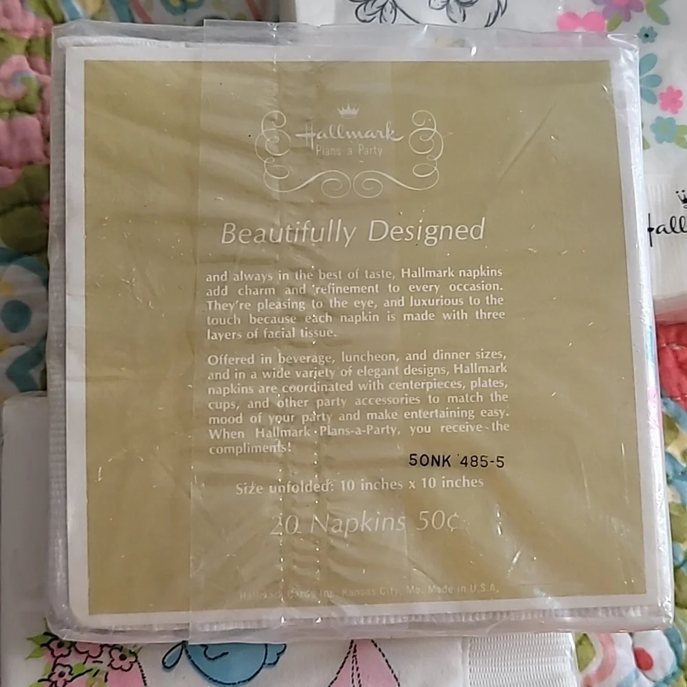 Vintage Hallmark Baby Shower Napkins - White with Multicolor Design